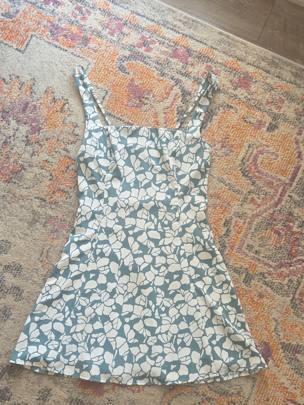 Abercrombie & Fitch Squareneck Mini Dress Floral Print Green XSP